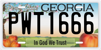 GA license plate PWT1666