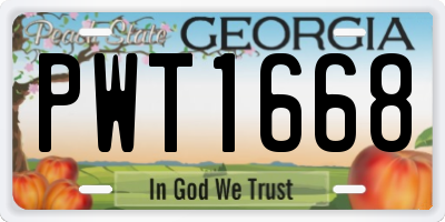 GA license plate PWT1668