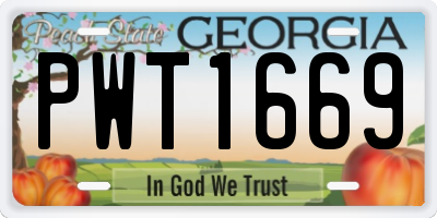 GA license plate PWT1669