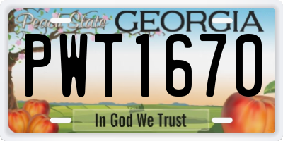 GA license plate PWT1670
