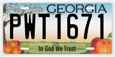 GA license plate PWT1671