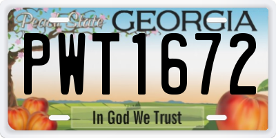 GA license plate PWT1672