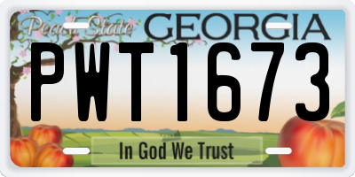 GA license plate PWT1673