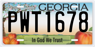 GA license plate PWT1678