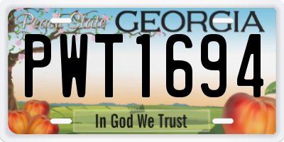 GA license plate PWT1694