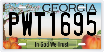 GA license plate PWT1695