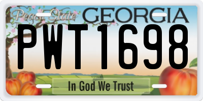 GA license plate PWT1698