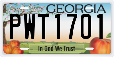 GA license plate PWT1701