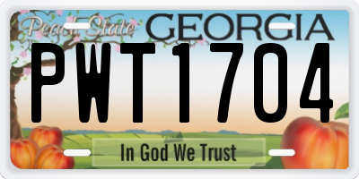GA license plate PWT1704