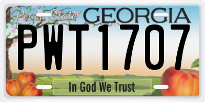 GA license plate PWT1707