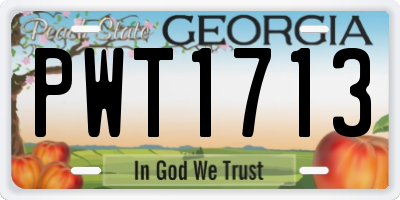 GA license plate PWT1713