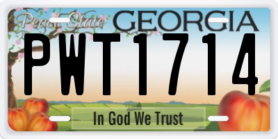 GA license plate PWT1714