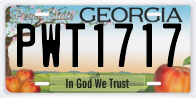GA license plate PWT1717