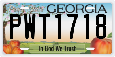 GA license plate PWT1718