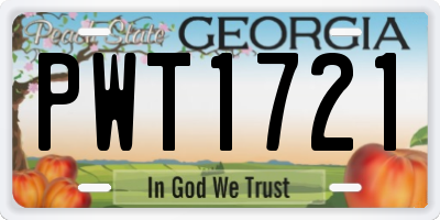 GA license plate PWT1721