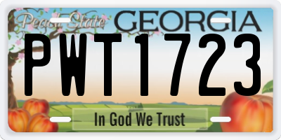 GA license plate PWT1723