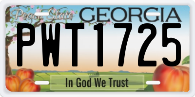 GA license plate PWT1725