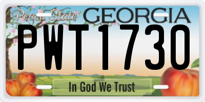 GA license plate PWT1730