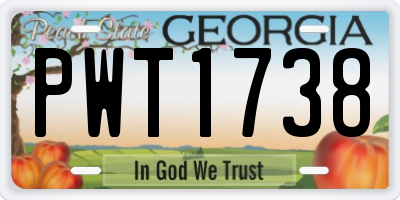 GA license plate PWT1738
