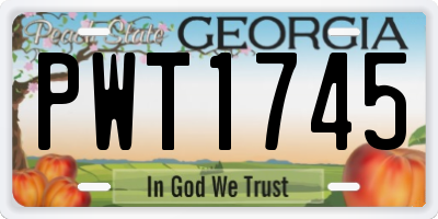 GA license plate PWT1745