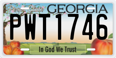 GA license plate PWT1746