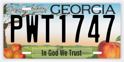 GA license plate PWT1747