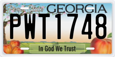 GA license plate PWT1748