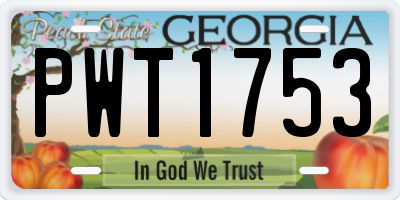 GA license plate PWT1753