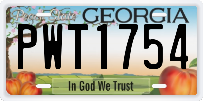 GA license plate PWT1754