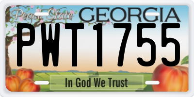 GA license plate PWT1755