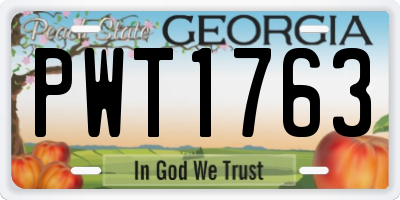 GA license plate PWT1763