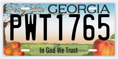 GA license plate PWT1765