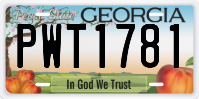GA license plate PWT1781