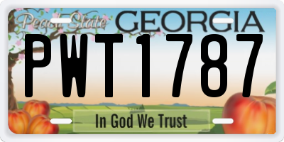 GA license plate PWT1787