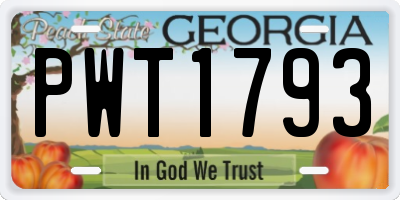 GA license plate PWT1793
