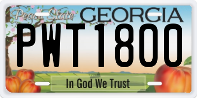 GA license plate PWT1800