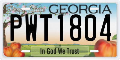 GA license plate PWT1804