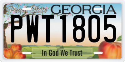 GA license plate PWT1805