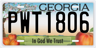 GA license plate PWT1806