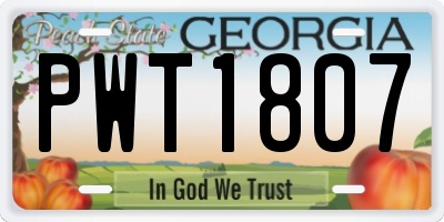 GA license plate PWT1807
