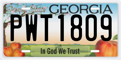 GA license plate PWT1809
