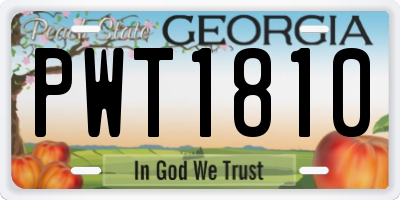 GA license plate PWT1810