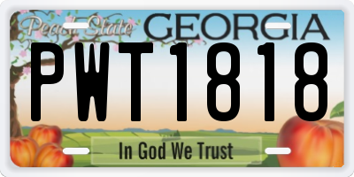 GA license plate PWT1818