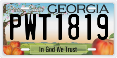 GA license plate PWT1819