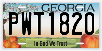 GA license plate PWT1820