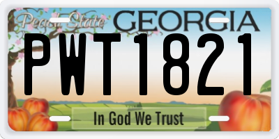 GA license plate PWT1821