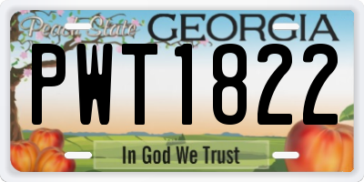 GA license plate PWT1822