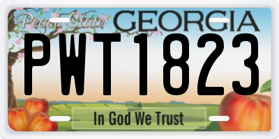 GA license plate PWT1823