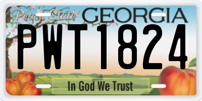 GA license plate PWT1824