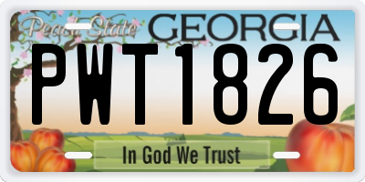 GA license plate PWT1826